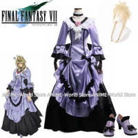 Game Final Fantasy VII Remake Cloud Strife Cosplay Costume Women Dress Outfit Halloween Carnival Shoes Wig