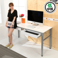 【BuyJM】低甲醛木紋白160公分雙抽屜穩重工作桌(書桌)