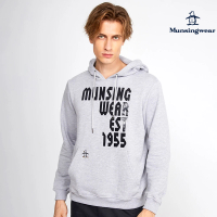 【Munsingwear】企鵝牌 男款淺灰色印花長袖帽T-SHIRT MGSL2807