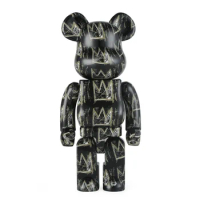Bearbrick 400% 28cm trendy toy black background gold crown Basqt8 BE@RBRICK classic gold crown gift figure trendy teddy bear
