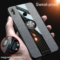 Color Block Cloth Phone Case For Huawei Honor Play 3 3E 4 Pro 4T 5T Pro 6T Magic 3 Pro Note 10 Magnetic Ring Stand frame Cases