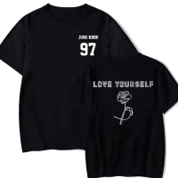BTS T-Shirt Jimin Jin V Jungkook Jhope Suga Rm member Name And Number Short Sleeve Top Love Youself 