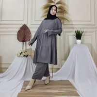 MUDAHHIJAB Oneset tunik full rempel susun polos bahan rayon twil premium terbaru (Tunik susun) All S