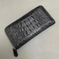 Exotic Genuine Crocodile Skin Men's Long Card Holders ZIP Wallet Authentic Real True Alligator Leather Male Small Clutch Purse