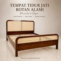 Tempat Tidur Kayu Jati Rotan Modern Ranjang Minimalis Jepara Berkualitas 180x200