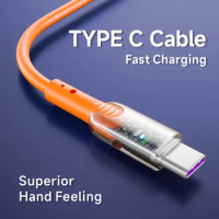 Type C/Micro USB 65W USB C Cable Fast Charging Wire Data Cord 65W Orange 1m Data Transmission