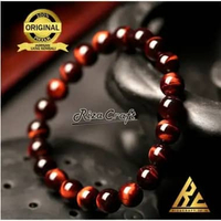 Gelang Batu Alam Akik Red Tiger Eye Merah ASLI Original Pria Wanita