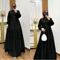 SUNNY DENARA DRESS BURKAT MIX SWAROVSKI PREMIUM CERUTY BABY DOLL GAUN PESTA TERBARU BANYAK WARNA MAH