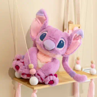 MINISO Pink Stitch Cartoon Stuffed Plush Dolls Anime Kawaii Macaron Purple Stitch Plush Toy Girl Kid Birthday Gift
