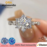 1CT Sunflower Moissanite Ring for Women - 925 Real Sterling Silver |   Luxury Floral Wedding Jewelry