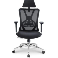 Ticova Ergonomic Office Chair - High Back Desk Chair with Adjustable Lumbar Support, Headrest &amp; 3D Metal Armrest - 130°Rocking
