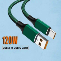 6A 120W Fast Charging Cable Super Speed Nylon Data Line 1/2/3m Extra Thick USB Type-C Cord for OPPO VIVO Oneplus Xiaomi Huawei