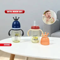 OEM SK-C921 Botol Air Minum Bayi Training 300ML 2IN1 Sedotan+Dot BPA FREE / Gelas Anak Balita Traini
