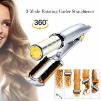 2 In 1 Professional Hair Straightening Iron Curling Iron Straightener &amp; Curler Styler Multi Hair Styling Tool เหล็กแบนพร้อมแปรง