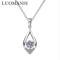 Luomansi 0.5CT 5MM Super Flash Moissanite Woman Necklace GRA Certificate S925 Silver Fine Jewelry Wedding Party Birthday Gift