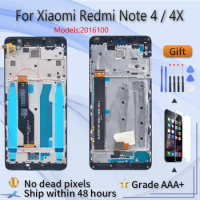 For XIAOMI Redmi Note 4X Redmi Note 4 LCD screen assembly With front case Black White repair tool and Tempered film