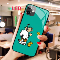 Luminous Tempered Glass phone case For Apple iphone 13 14 Pro Max Puls mini POCHACCO Luxury Fashion RGB LED Backlight new cover