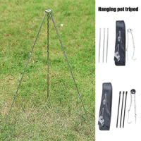 Camping Tripod Cooking Trivet Set with Adjustable Hanging Chain Heavy Duty Aluminum Alloy Pot Bracket with Portable Storage Bag