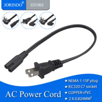 JORINDO 18AWG NEMA 1-15P to IEC320 C7 AC power cord, US polarized 2pin straight plug to Figure 8 shape straight head 0.32M/0.96M