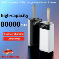 66W 80000mAh Digital Display PowerBank Super Fast Charging Portable Power bank External Battery For iPhone Huawei Xiaomi Samsung
