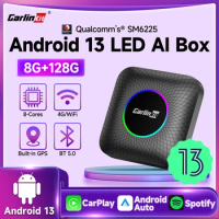 Android 13 CarlinKit CarPlay AI Box LED Qualcomm SM6225 Wireless CarPlay Android Auto Smart Car AI Box 4GLTE FOTA Upgrade 8G128G