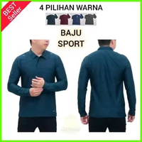 PONK PJG - Baju Olahraga Pria Lengan PANJANG Polo Shirt Long Sleeve Mens Sport Running Gym Fitness T