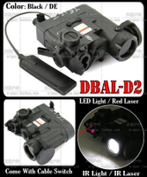 全功能DBAL-D2強光戰術電筒+紅鐳射IR鐳射IR電筒頭盔照明燈黑色