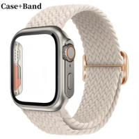 PC Case+Strap For Apple Watch 44mm 45mm 40mm 41mm 42mm 38mm Screen Protector case Nylon Bracelet iWatch series 9 8 7 SE 6 Cover