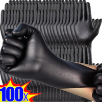 100-2PCS Disposable Black Nitrile Gloves Thickened Housework Cleaning Gloves Latex Free Waterproof Gloves Kitchen Cooking Tools