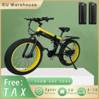 EU Stock 1000W Folding E-bike 48V 20Ah Dual Battery Life 120km Mountain Electric Bike 26*4.0Inch Fat Tire Adult Electric Bicycle