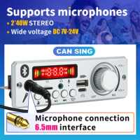 40W 80W Amplifier DIY MP3 Decoder Board 6.5mm Microphone 12V Car MP3 Player Bluetooth 5.0 FM Radio TF AUX USB Handsfree Record