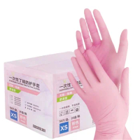 50/100PCS Pink Nitrile Gloves Disposable Powder Free Household Cleaning Gloves for Kitchen Gardening Working Beauty Nail Gloves