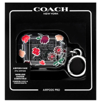 【COACH】AirPods Pro透明收納盒/小掛包禮盒-花朵圖樣(買就送璀璨水晶觸控筆)