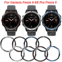 For Garmin Fenix 5 6X/6X Pro/6X Sapphire Watch Bezel Ring Stainless Steel Sculptured Time Units Adhesive Anti-scratch Cover Ring