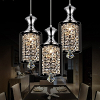 LED水晶吊燈飾餐廳燈具吧臺飯廳燈罩創意個性三頭單頭簡約后現代