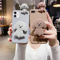 3D Cute Cartoon Dog Stand Phone Case For Samsung Galaxy S22 Plus S22FE S20FE S21 ultra A52 A72 A32 4G A22 5G A12 Bracket cover