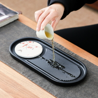 晟窯日式小茶盤陶瓷蓄水簡約小型茶臺功夫家用養壺壺承托盤瀝水盤