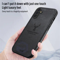 Deer Head Soft Leather Shockproof Case For Samsung Galaxy Note 8 9 S22 S23 S24 Ultra A14 A15 A25 A35 A50 A51 A52 A72 Back Cover
