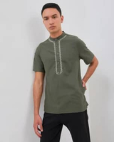 AMK Baju Koko Pria Lengan Pendek Bordir KK RAYYANKA S/S Dark Olive XXL