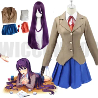 Game Doki Doki Literature Club Sayori Cosplay Monika Yuri Sayori Natsuki Cosplay Costume School Girl