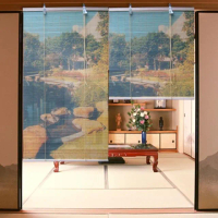 【棉花田】池畔彩色天然竹捲簾(120x160cm)