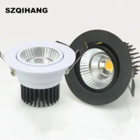 Super Bright AC85-265V 7w 10w 15w 20w Spot LED DownLight Dimmable LED COB Spot Recessed Down light Downlights White Black Shell