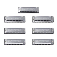7pcs Swan BLUES Harmonica Stainless Steel Cover Brass Reed C Key 10 Holes 20 Tones Mouth Organ Musical Instrument For Beginner