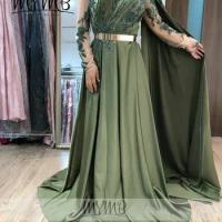 Luxury Haute Couture Wedding Dress For Women Party Emerald Green Long Sleeve A Line Mother Dress Bri