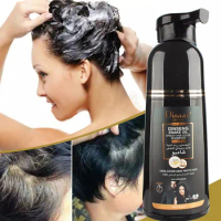 Disaar Ginseng Black Color Dyeing Shampoo Plant Essence Moisturizing Nourishing Hair Care Black Hair Color Dye Shampoo 400ML