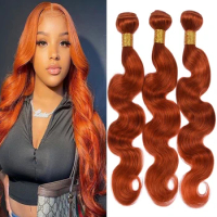 Body Wave Bundle Human Hair Brazilian Hair Ginger Orange Bundle 1/3/4 Virgin Hair 30 Inch Original Hair Extensions