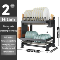 Rak piring gantung rak dapur rak dinding rak besi anti karat rak - 2 Susun Meja-TERLARIS!!!!!!!!!!!!
