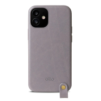 Alto iPhone 12 Mini Anello 360系列 5.4吋 頸掛式皮革防摔手機殼 - 礫石灰(附頸掛繩)