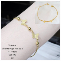 Gelang Rantai Titanium Kupu Mix Bola GLT-496