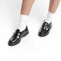 Sepatu Valencia Black Sepatu Slip On Loafers Boots Kulit Wanita 41 Hitam